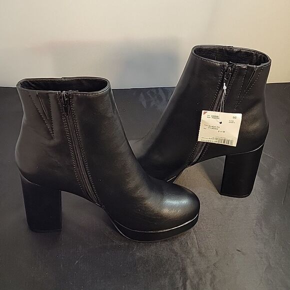 BRAND NEW FOREVER 21 BLOCK ZIP CLOSURE ROUND TOE SLIP-ON FAUX LEATHER BOOT - Picture 13 of 15